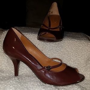 Arezzo Merlot Heeled Shoes Open Toe